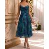 image:imageCHICME Womens Floral Mesh Midi Dress 2026 Summer Cowl Neck Adjustable Strap A Line Cinched Zipper Back Cocktail Party DressGreen