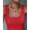 image:imageCHICME Womens Sleeveless U Neck Tank Top Rhinestone Ribbed Fitted Shirts Cute Summer Going Out Clothes 2026Red