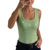 image:imageCHICME Womens Sleeveless U Neck Tank Top Rhinestone Ribbed Fitted Shirts Cute Summer Going Out Clothes 2026Zlight Green