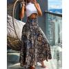 image:imageCHICME Boho Floral Shirred High Waisted Wide Leg Pants Flowy Trousers Summer Beach Vacation WearAblue