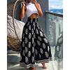 image:imageCHICME Boho Floral Shirred High Waisted Wide Leg Pants Flowy Trousers Summer Beach Vacation WearBlack