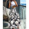 image:imageCHICME Boho Floral Shirred High Waisted Wide Leg Pants Flowy Trousers Summer Beach Vacation WearBlack Floral
