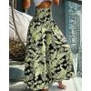 image:imageCHICME Boho Floral Shirred High Waisted Wide Leg Pants Flowy Trousers Summer Beach Vacation WearGreen