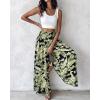 image:imageCHICME Boho Floral Shirred High Waisted Wide Leg Pants Flowy Trousers Summer Beach Vacation WearGreen