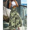 image:imageCHICME Boho Floral Shirred High Waisted Wide Leg Pants Flowy Trousers Summer Beach Vacation WearGreen