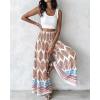 image:imageCHICME Boho Floral Shirred High Waisted Wide Leg Pants Flowy Trousers Summer Beach Vacation WearPink