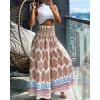 image:imageCHICME Boho Floral Shirred High Waisted Wide Leg Pants Flowy Trousers Summer Beach Vacation WearPink