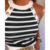 image:imageCHICME Womens Tank Tops Knit Crewneck Striped Shirt Sleeveless Summer Sweater Gold Button Detail Slim Fit Going Out TopsBlack