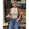image:imageCHICME Womens Tank Tops Knit Crewneck Striped Shirt Sleeveless Summer Sweater Gold Button Detail Slim Fit Going Out TopsKhaki
