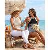image:imageCHICME Womens Tank Tops Knit Crewneck Striped Shirt Sleeveless Summer Sweater Gold Button Detail Slim Fit Going Out TopsKhaki