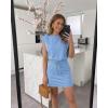 image:imageCHICME Womens 2 Piece Outfits Plain Short Sleeve Top and Casual Decor Drawstring Elastic Waist Skort SetBlue