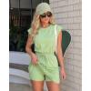 image:imageCHICME Womens 2 Piece Outfits Plain Short Sleeve Top and Casual Decor Drawstring Elastic Waist Skort SetGreen