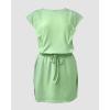 image:imageCHICME Womens 2 Piece Outfits Plain Short Sleeve Top and Casual Decor Drawstring Elastic Waist Skort SetGreen