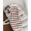 image:imageCHICME Womens Striped Halter Bodycon Mini Dress Gold Button Knit Sleeveless Sundress for Summer Vacation Cruise Beach ClubKhaki