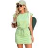 image:imageCHICME Womens 2 Piece Outfits Plain Short Sleeve Top and Casual Decor Drawstring Elastic Waist Skort SetGreen