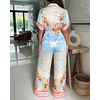image:imageCHICME Boho Jumpsuit for Women Floral Short Sleeve Wide Leg Romper with Pockets One Piece Vacation OutfitsBluea