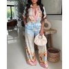 image:imageCHICME Boho Jumpsuit for Women Floral Short Sleeve Wide Leg Romper with Pockets One Piece Vacation OutfitsBluea