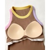 image:imageCHICME Womens ColorBlock Built in Bra Tank Tops Sleeveless Padded Racerback Casual Shirts Ribbed Fitted Basic TopCoffee