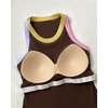 image:imageCHICME Womens ColorBlock Built in Bra Tank Tops Sleeveless Padded Racerback Casual Shirts Ribbed Fitted Basic TopDark Brown