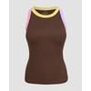 image:imageCHICME Womens ColorBlock Built in Bra Tank Tops Sleeveless Padded Racerback Casual Shirts Ribbed Fitted Basic TopDark Brown