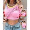 image:imageCHICME Womens ColorBlock Built in Bra Tank Tops Sleeveless Padded Racerback Casual Shirts Ribbed Fitted Basic TopLight Pink