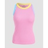 image:imageCHICME Womens ColorBlock Built in Bra Tank Tops Sleeveless Padded Racerback Casual Shirts Ribbed Fitted Basic TopLight Pink