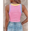 image:imageCHICME Womens ColorBlock Built in Bra Tank Tops Sleeveless Padded Racerback Casual Shirts Ribbed Fitted Basic TopLight Pink