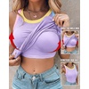image:imageCHICME Womens ColorBlock Built in Bra Tank Tops Sleeveless Padded Racerback Casual Shirts Ribbed Fitted Basic TopLight Purple