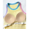 image:imageCHICME Womens ColorBlock Built in Bra Tank Tops Sleeveless Padded Racerback Casual Shirts Ribbed Fitted Basic TopLight Yellow