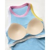 image:imageCHICME Womens ColorBlock Built in Bra Tank Tops Sleeveless Padded Racerback Casual Shirts Ribbed Fitted Basic TopLighted Blue