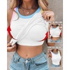 image:imageCHICME Womens ColorBlock Built in Bra Tank Tops Sleeveless Padded Racerback Casual Shirts Ribbed Fitted Basic TopWhite