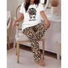 image:imageCHICME Womens Pajamas Sets 2 Piece Short Sleeve Lounge Set Printed Loose Pants Pj Sets Loungewear SetLeopard